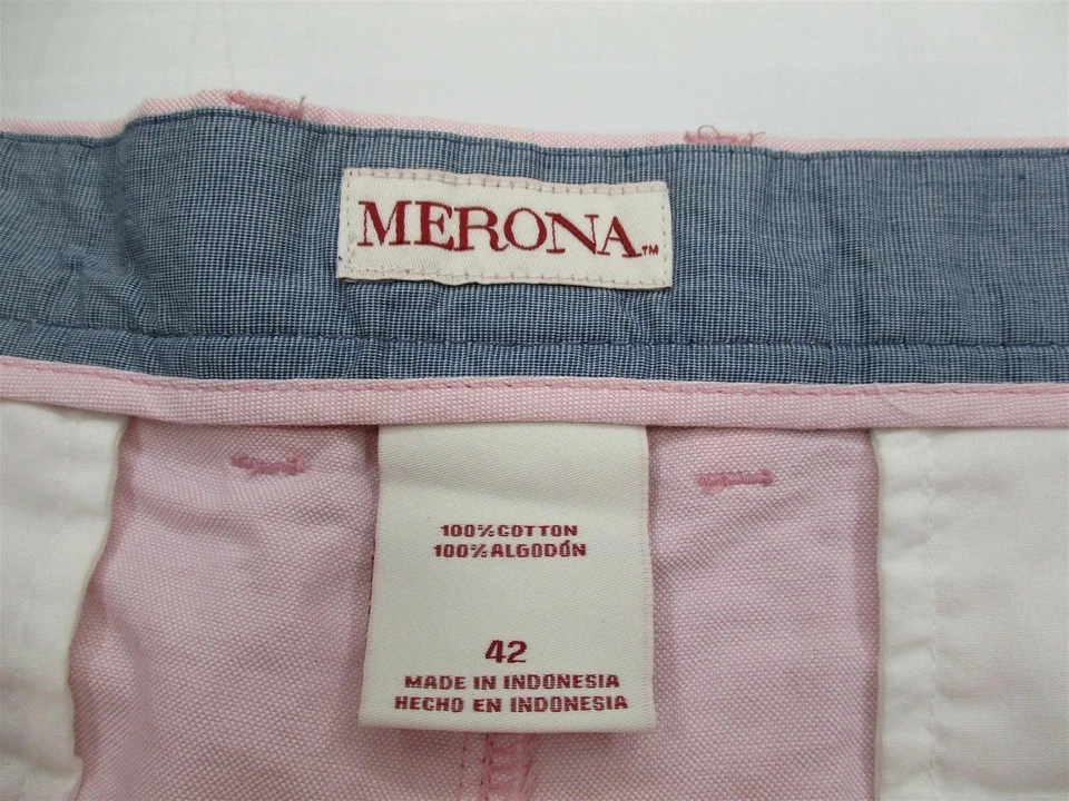 Новые мужские повседневные розовые шорты MERONA размер 42 100% хлопок плоская передняя часть - Изображение 4 из 4