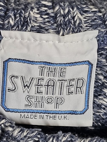 Pull col rond vintage The Sweater Shop tricot câble taille XXL bleu et blanc - Photo 11/11