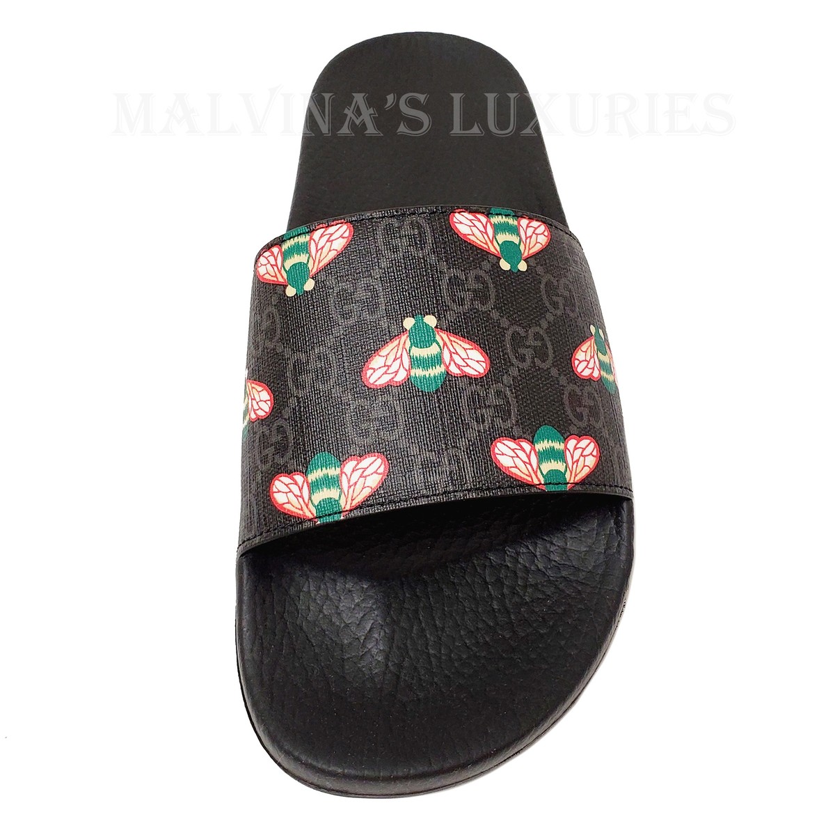 GUCCI SHOES MENS BESTIARY GG SUPREME LOGO BEE PRINT SLIDES SANDALS Gucci Bee flat sandals - Multicolour - Men|456243K5V008919 main image 3