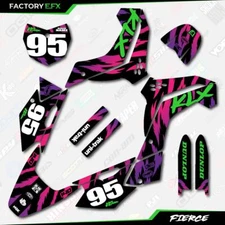 Black Retro Fierce Graphics Kit fits Kawasaki 08-18 KLX140 KLX 140 Decals