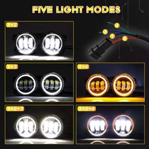 Par de luces antiniebla LED halo parachoques 4" para Ford 2009 2010 2011 2012 2013 2014 F150 - Imagen 5 de 9