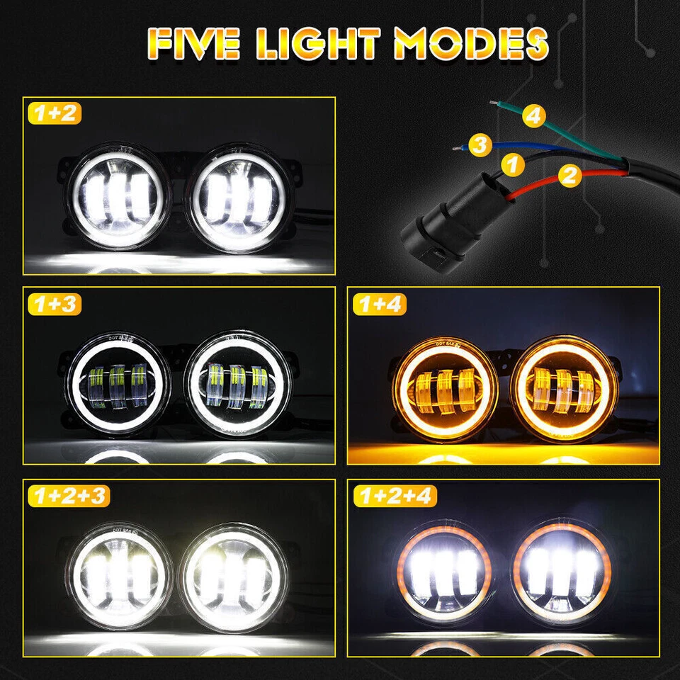 Par de luzes de neblina halo LED parachoque 4" para 2009 2010 2011 2012 2013 2014 Ford F150 - Imagem 4 de 4