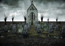 Halloween Backdrop Photography Scary Cemetery Old Church Background Vinyl Studio