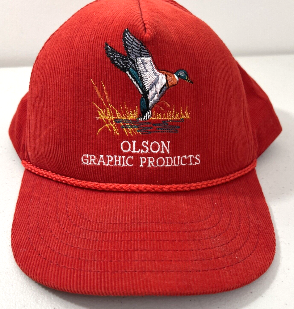 Olson Graphic Red Snapback Hat Adjustable One Size USA Made