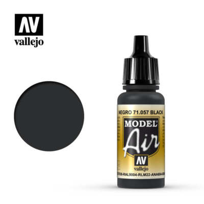 Vallejo 71057 Model Air Black Acrylic Paint 17ml - US