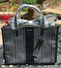 Tahari - Logo Stripe Large Satchel - Black/grey - Tn1287/p08 - New