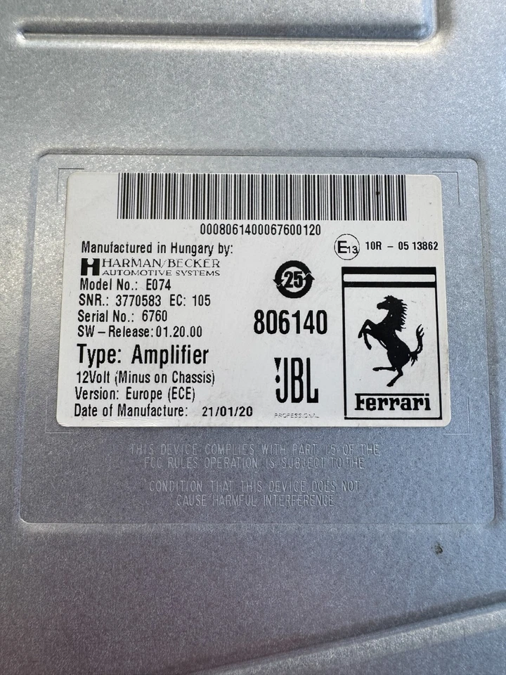 Ferrari Portofino Verstärker Harman Becker JBL Endstufe Amplifier 806140 - Bild 4 von 4