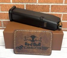 Brown Leatherette Red Bull F1 Patch Iron on Adhesive for Hats. Formula One Patch