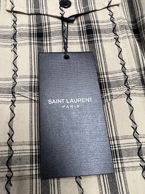 Saint Laurent Paris Plaid Flannel Western Shirt Men's Size Large