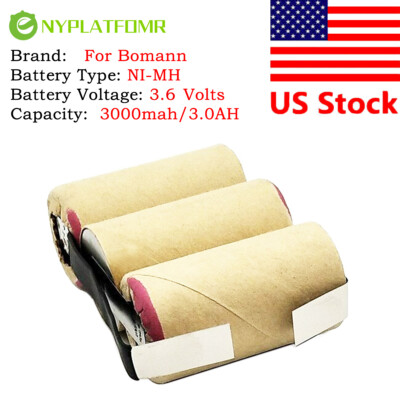 Soldering required 3000mAh for Bomann 3.6V Battery pack vacuum cleaner CB951