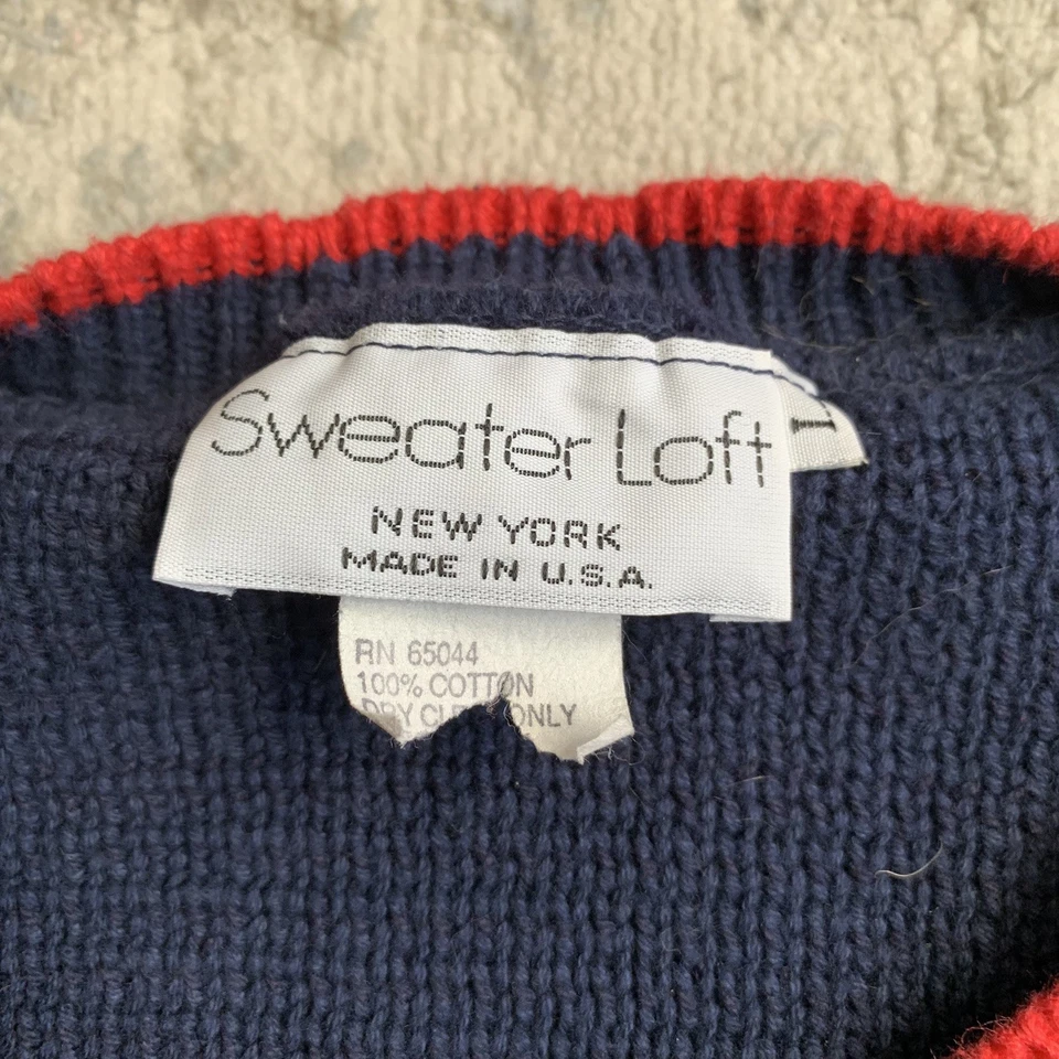 Suéter Vintage Loft Navidad Gato Perro Vacaciones Botón Azul Tejido Cárdigan Talla L Foto 3 de 4