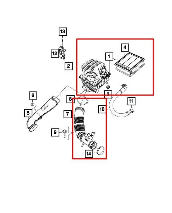 Jeep Renegade Sport 2015-21 2,4 L tracción delantera limpiador de admisión de aire con tubo de conducto 68403697AA Foto 2 de 4