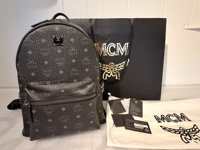 NEW MCM Stark Studded Backpack Black Monogram ￼