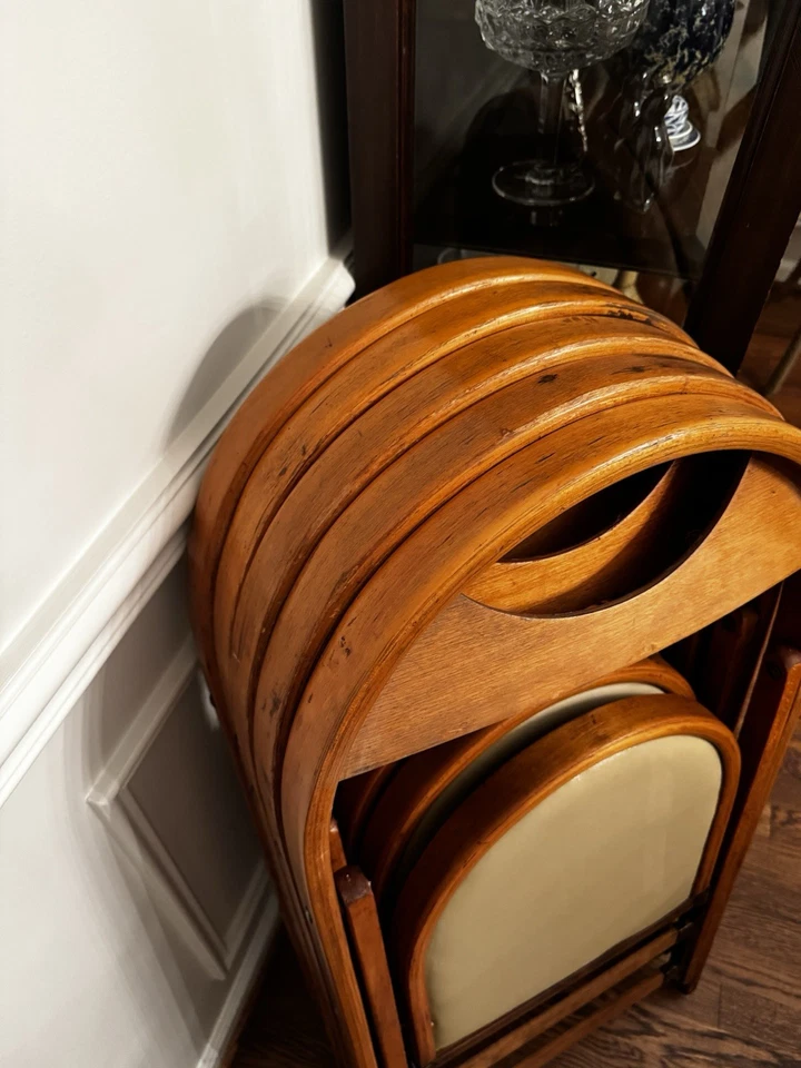 (Juego de 5) Silla Plegable Madera Curvada MCM Años 50 Asientos Extra Foto 4 de 4