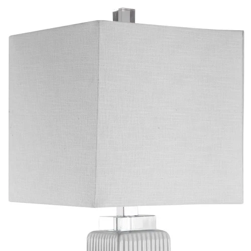 UTTERMOST 28348-1 BENNETT SQUARE RIBBED GLOSS WHITE CERAMIC BUFFET LAMP - Picture 3 of 6