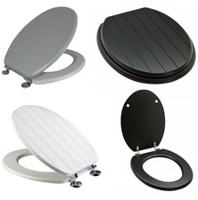 New Universal Toilet Seat Bathroom WC Easy Fit including Fittings Wooden MDF