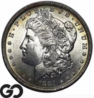 1881-O Morgan Silver Dollar Coin, Deep Rev. Rainbow Toner, Choice BU+