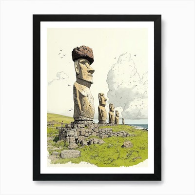 Easter Island Moai Statues Art Prin Framed Wall Art Poster Canvas Print Picture
