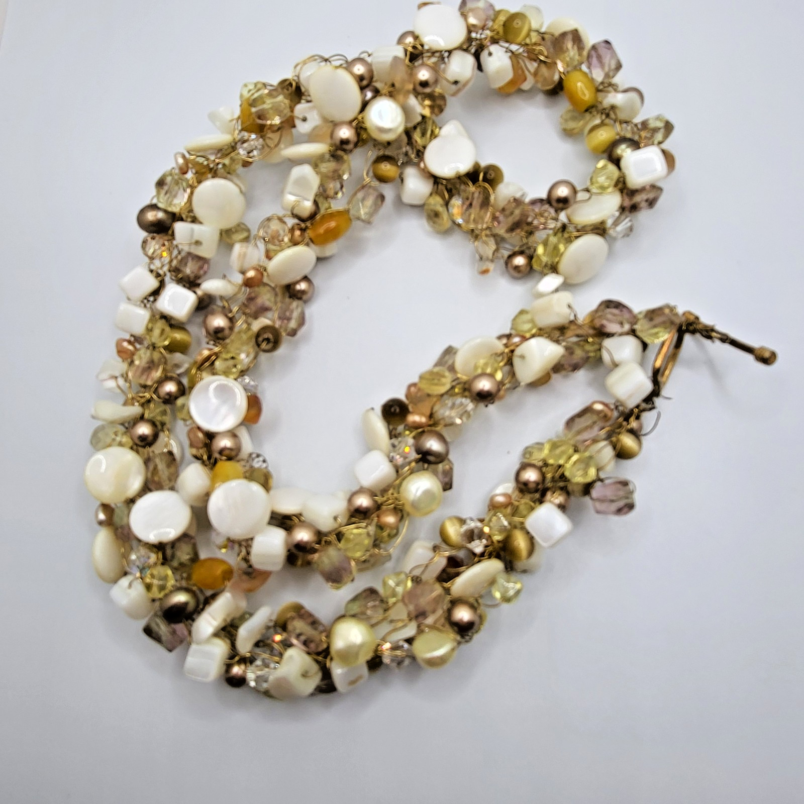Chunky Cluster Statement Necklace Wire Wrapped Gl… - image 3