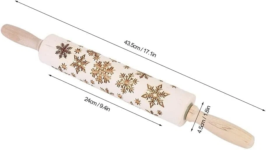 Embossed Wooden Rolling Pin for Baking, Deep Engraved Embossing White  - Image 4 of 4