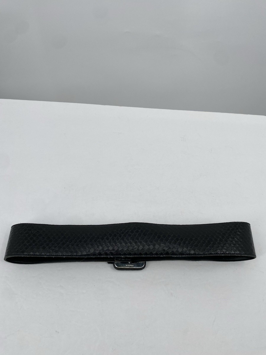 VTG Harry Goldberg Belt Co. Black Textured Classic Minimalist Artsy 26-29" XS View 4
