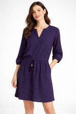 Talbots Women’s Medium Navy Polka Dot Dress Soft Romantic Retro Feminine