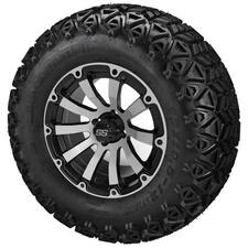 (4) Golf Cart 23x10.50-12 Sierra Sport Tires on 12x7 Black/Machined Beast Wheels
