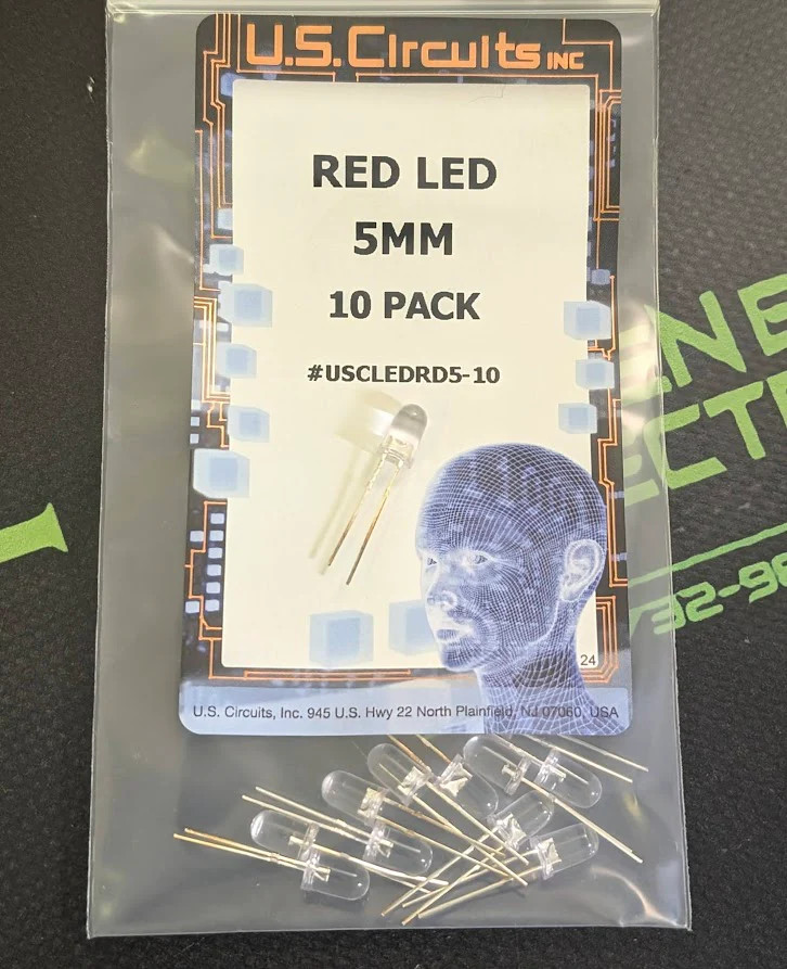 Usc-Ledrd5-10 - Us Circuits - Red 5Mm Led, Round Lens, Pack Of 10