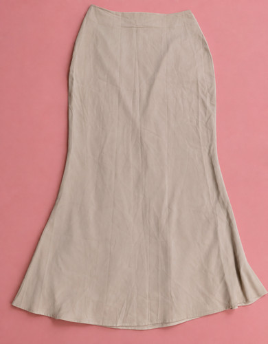 Anna Kaci California Maxi Skirt L Ivory Cream Mermaid Flare Long Side Zip NWOT