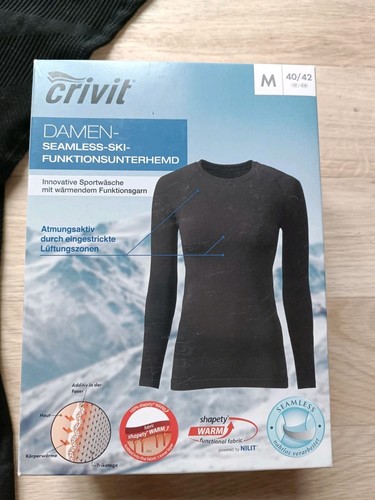 2x Crivit Damen Seamless Ski Funktionsshirt Unterhemd Schwarz S 36 38 - Bild 4 von 5