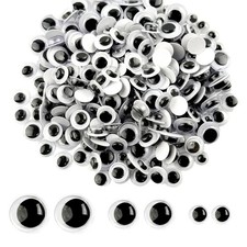 1000PCS Plastic Wiggle Googly Eyes 6mm 8mm 10mm Self Adhesive White Round Mov...
