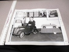 PEDAL CAR 1937 toy store display camper trailer doll celluloid newspaper photo