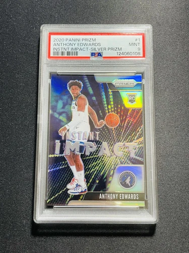 2020-21 Panini Prizm Instnt Impact Anthony Edwards RC #1 Silver PSA 9 NQ16