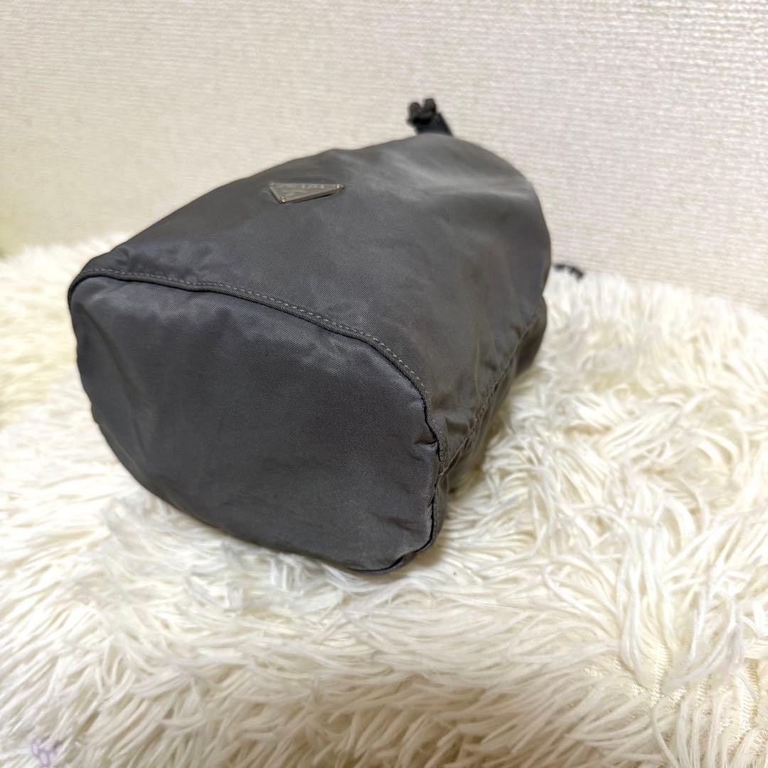 PRADA Nylon Accessory Pouch Gray Drawstring Used … - image 10