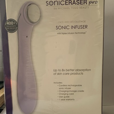 Michael Todd Beauty soniCERASER pro Sonic Infuser Facial Device Purple w/Cradle