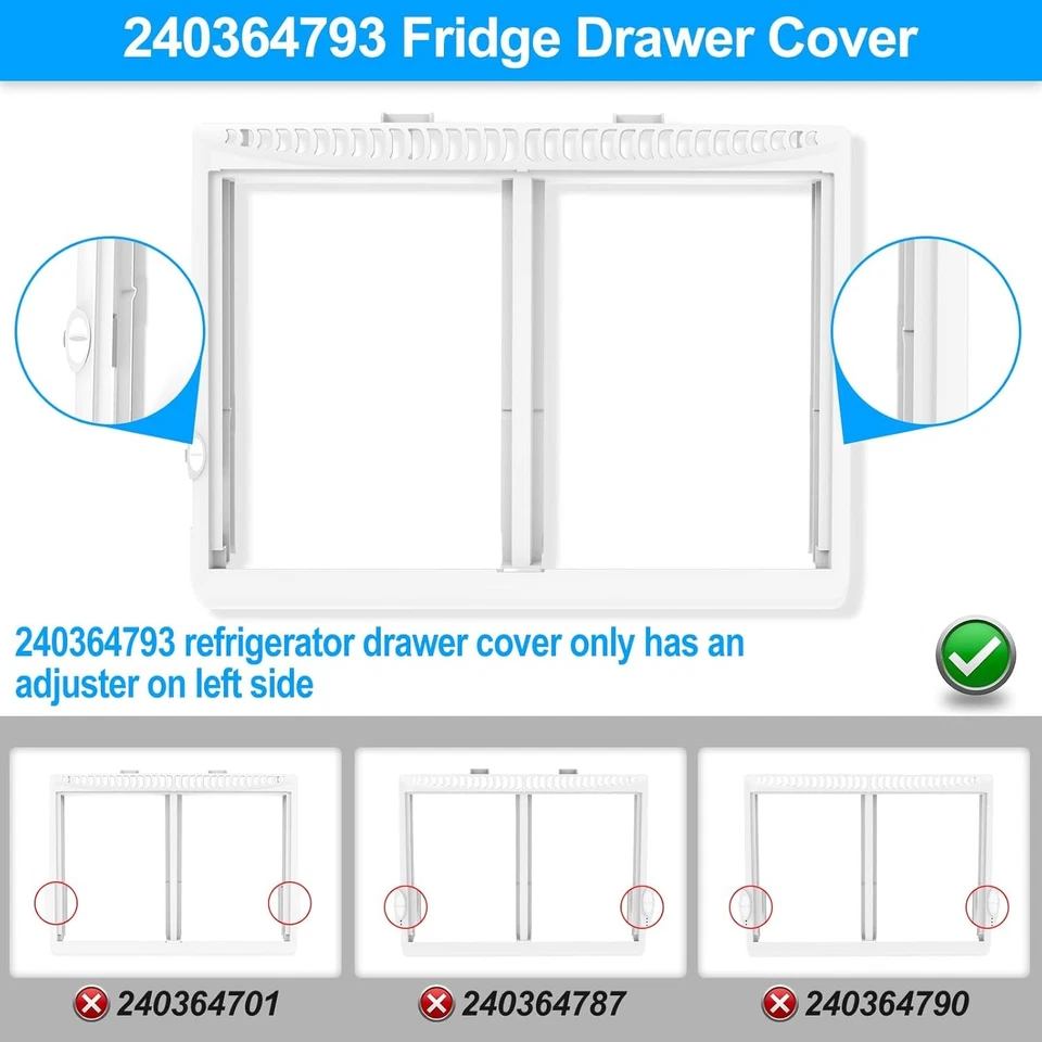 Nuevo 240364793 Marco de cubierta de cajón para refrigerador para Frigidaire 240364763 Foto 3 de 4