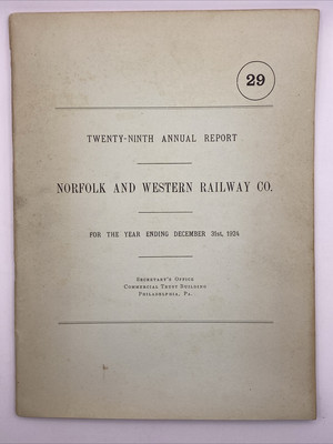 Norfolk Western Railway Railroad Annual Report With Map 1924 Train Ephemera