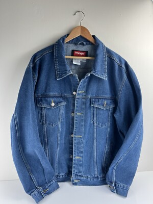 Vintage Wrangler Hero 2XL Denim Jacket Medium Wash Western Jean