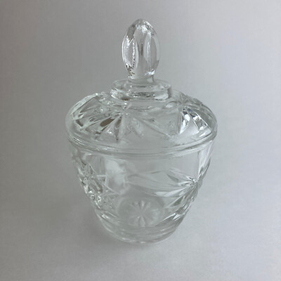 Anchor Hocking EAPC Prescut STAR of DAVID Clear Sugar Bowl w/ Lid