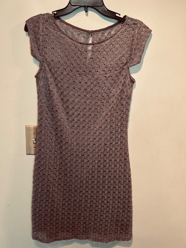 JAX dress size 6, brown bronze, cap sleeve, metallic thread, knee length - Picture 2 of 9