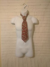 Men's Claiborne Red Patterned Silk Neck Tie, 3.75 X 56, Made In USA