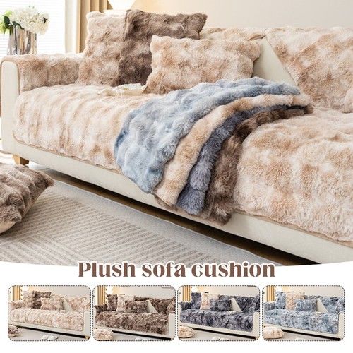 Thicken Rabbit Plush Sofa Cushion Cover Universal Warm Winter Non-slip Sofa Mat - Picture 2 of 32