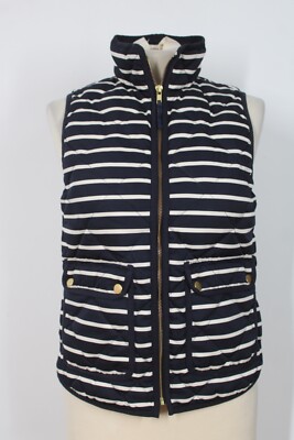 ジャケット・アウター 90s- jcrew  down vest J Crew XS Navy Blue Stripe Quilted Full Zip Down Puffer Vest 02727