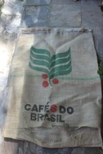 Burlap Coffee  Bean Bag Colorful Sack Cafe's Do Brasil 50 lb.