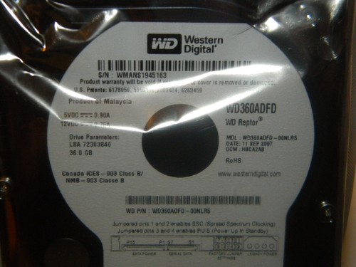 2 NEW Western Digital Raptor WD360ADFD 36GB 10000RPM 16MB Cache SATA 3.5'' Inch - Picture 3 of 7