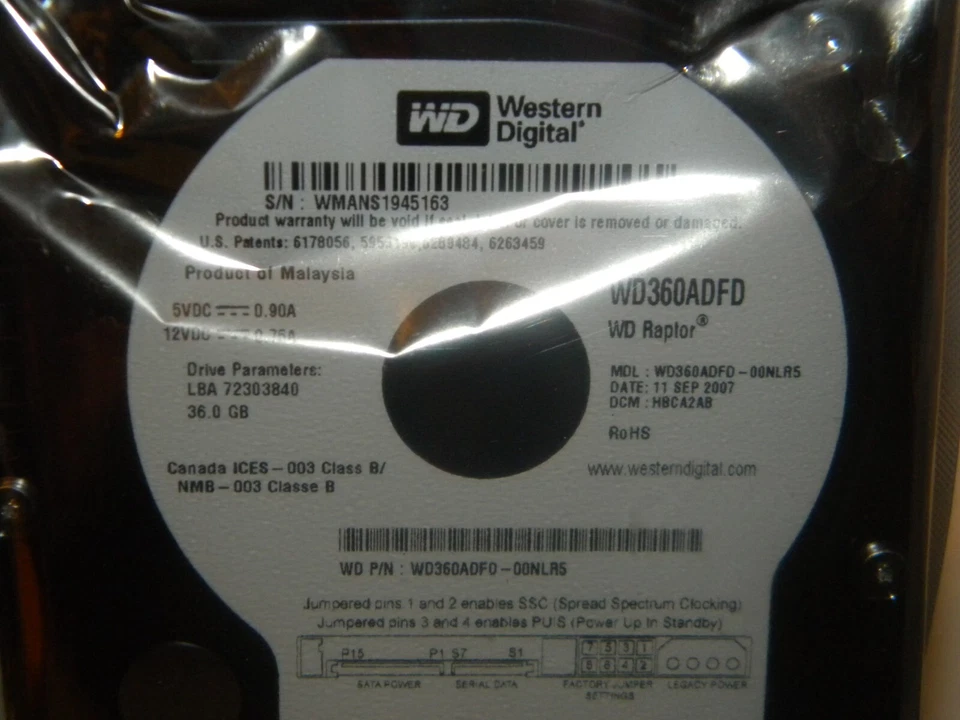 2 NEW Western Digital Raptor WD360ADFD 36GB 10000RPM 16MB Cache SATA 3.5'' Inch - Image 3 of 4