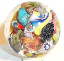 Randel Art Glass MARBLE DICHROIC LUTZ KALEIDOSCOPE 360°CHAOS 1-1/4" RAG HandMade