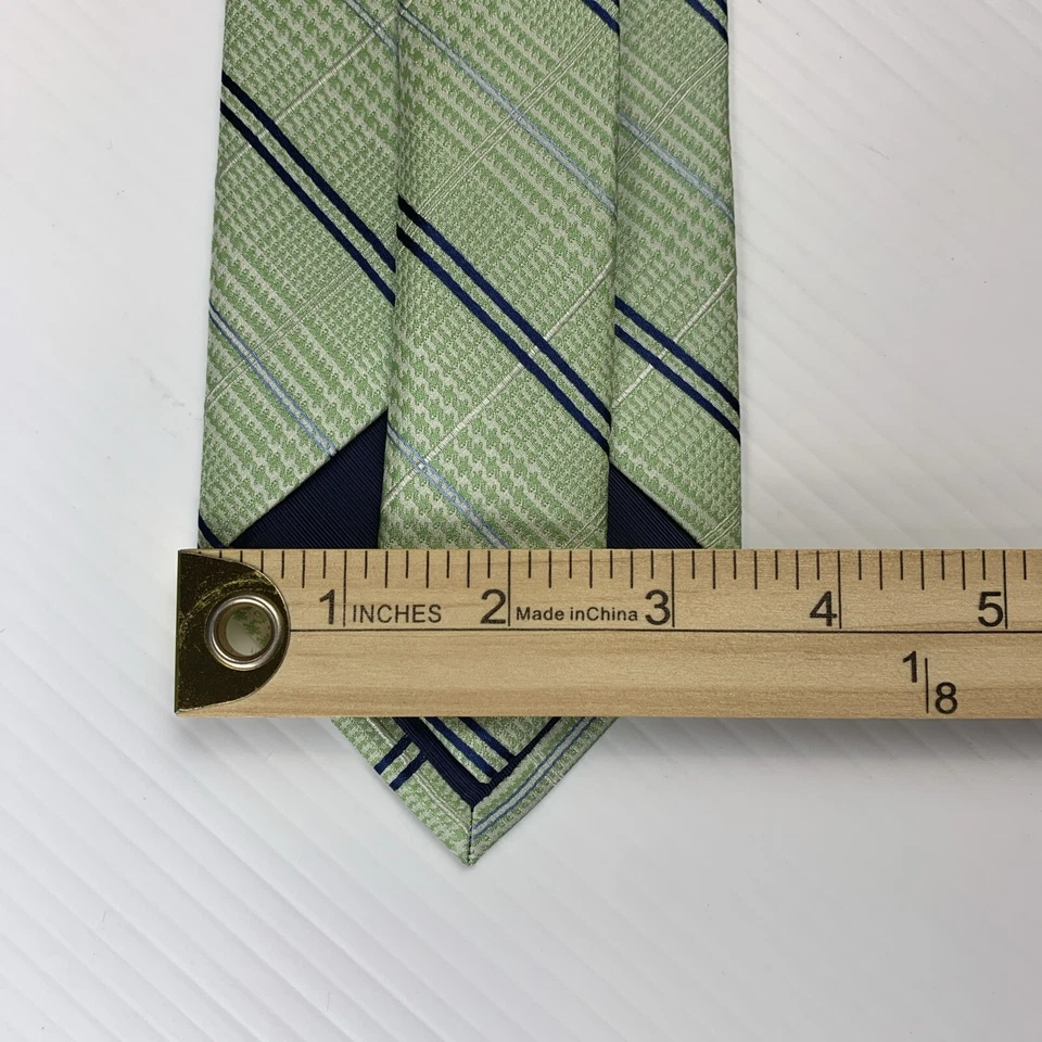 Corbata Jacquard de Seda IZOD Para Hombre Talla 3.5" x 58" Verde Azul Marino Rayas Iglesia Oficina Foto 4 de 4