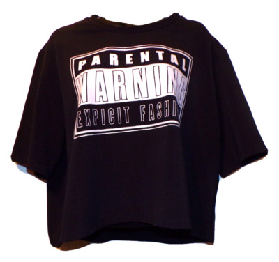 b + ab cropped stretch black tee shirt women, size 40/M R2