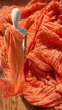 Orange Linen Fabric By 2 Meters, Organic Cotton Fabric, Textured Handloom
